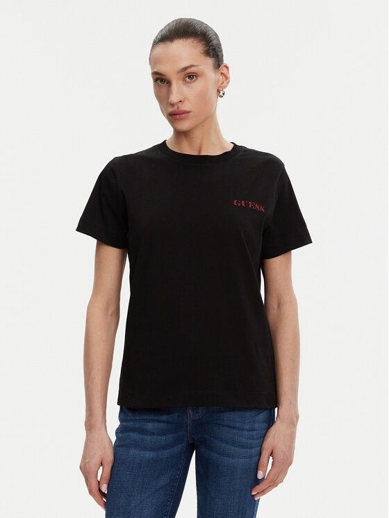 Guess Guess Футболка W5RI04 I3Z14 Чорний Regular Fit