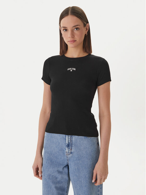Guess Jeans Guess Jeans Футболка W6GPZ3 KA0H1 Чорний Slim Fit