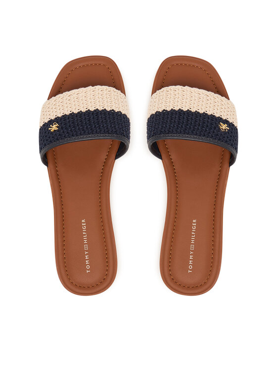 Tommy Hilfiger Papucs Tommy Hilfiger Flat Mule Crochet FW0FW09513 Sötétkék