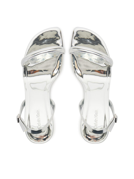 Calvin Klein Sandále Calvin Klein Sculpt Kitt Heel Strappy Lth Met HW0HW02709 Strieborná