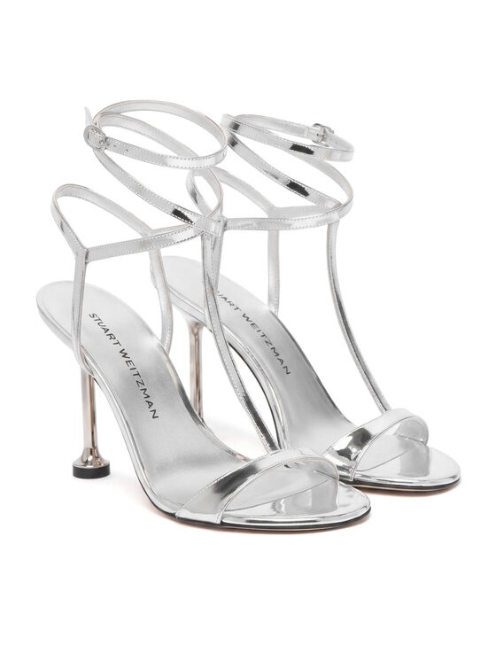 Stuart Weitzman Босоніжки Stuart Weitzman Naudistini Wrap 100 SM911 Срібний