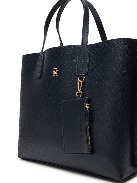 Tommy Hilfiger Handtasche Tommy Hilfiger Th Distinct Satchel Mono AW0AW17174 Dunkelblau