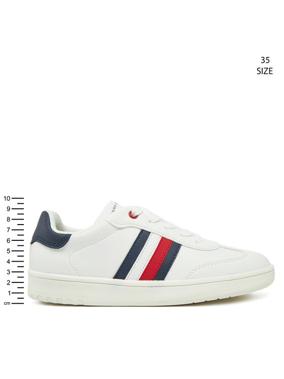 Tommy Hilfiger Laisvalaikio batai Tommy Hilfiger Stripe Low Cut Lace-Up Sneaker T3X9-33850-1355 S Balta