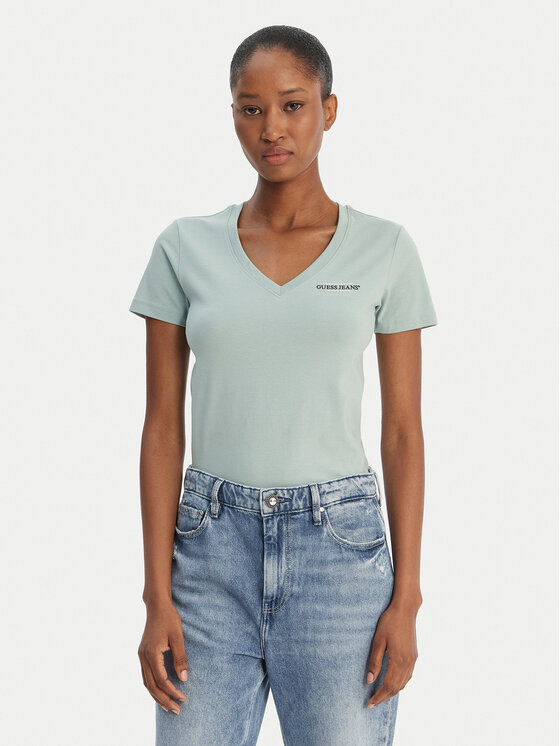 Guess Jeans Guess Jeans Футболка W4YI23 J1314 Зелений Regular Fit