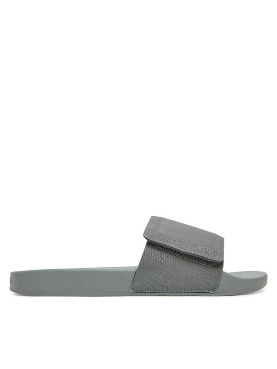 Calvin Klein Ciabatte Calvin Klein Adj Pool Slide Canvas Logo HM0HM01749 Grigio