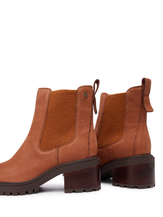 Tommy Hilfiger Botine Tommy Hilfiger Th Nubuck Chelsea Cleated Heel FW0FW09158 Maro
