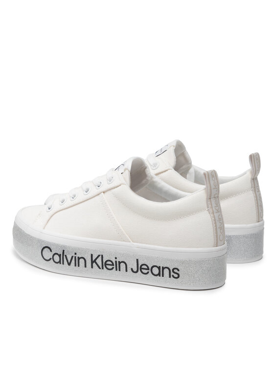 Calvin Klein Jeans Snīkeri Calvin Klein Jeans Flatform Vulcanized 3 YW0YW00491 Balts