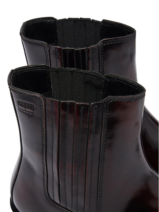 Tommy Jeans Μποτάκια με λάστιχο Tommy Jeans Tjw Brushed Leather Cowboy Boots EN0EN03077 Σκούρο καφέ
