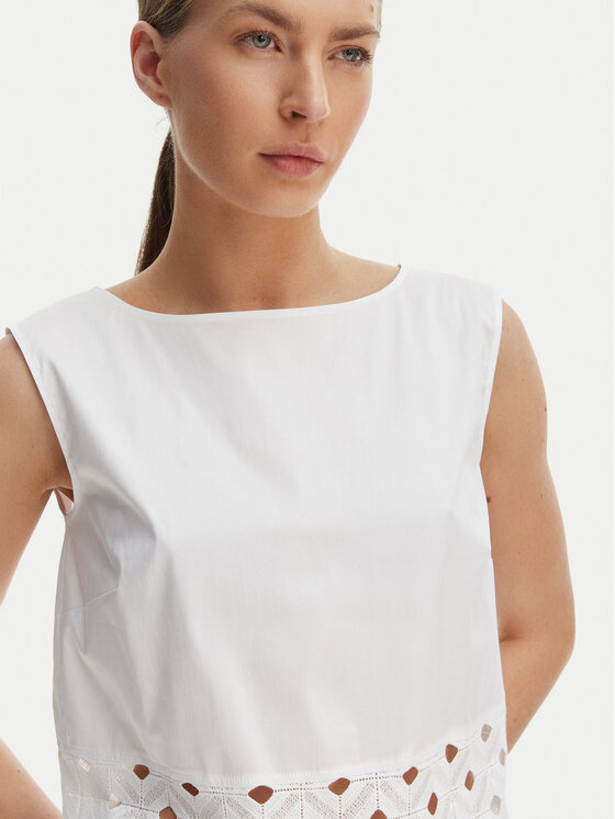 Max Mara Beachwear Max Mara Beachwear Top Maggio 2616161039 Blanco Regular Fit