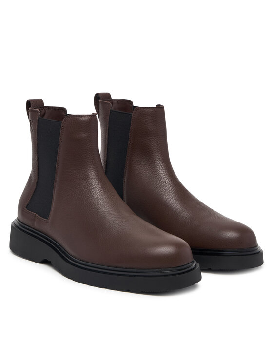 Calvin Klein Gležnjarji Chelsea Calvin Klein Combat Ess Chelsea Boot Lth YM0YM01374 Rjava
