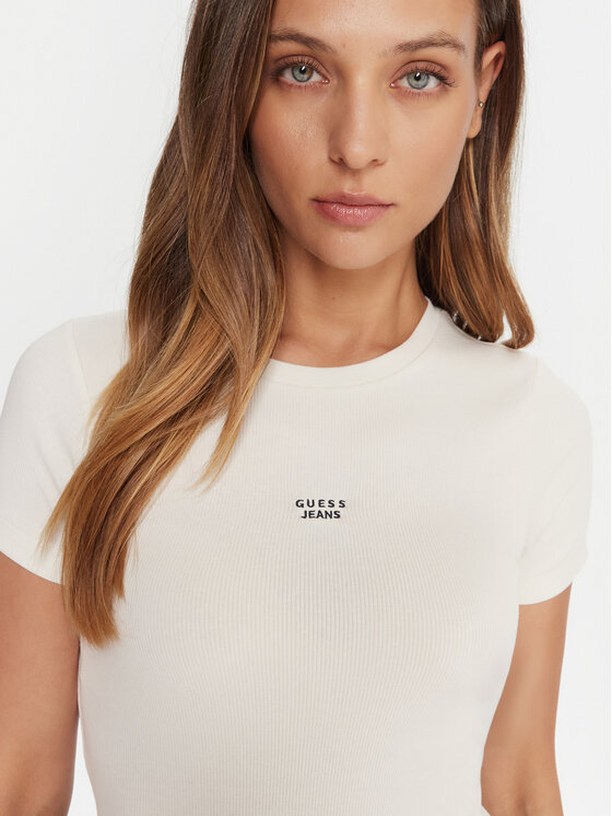 Guess Jeans Guess Jeans Camiseta W5BP45 KA0H1 Beis Slim Fit