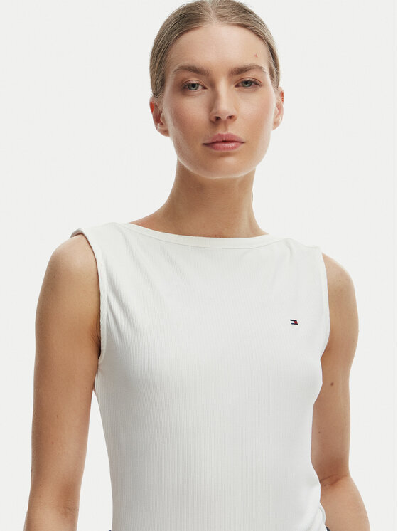 Tommy Hilfiger Tommy Hilfiger Top WW0WW47807 Écru Slim Fit