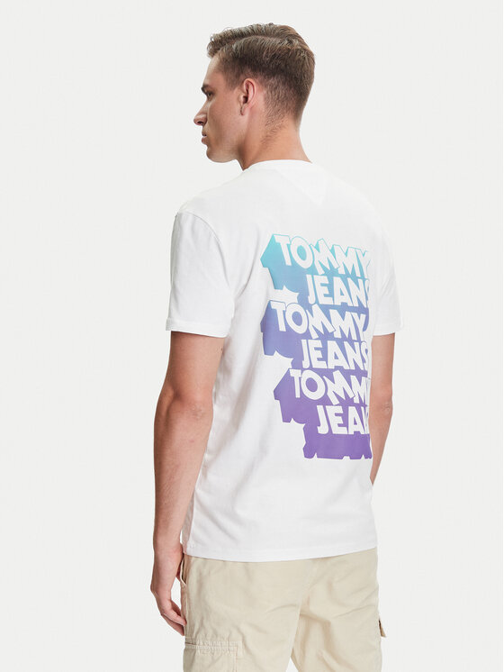 Tommy Jeans Tommy Jeans Majica Stack Backprint DM0DM21589 Bela Regular Fit