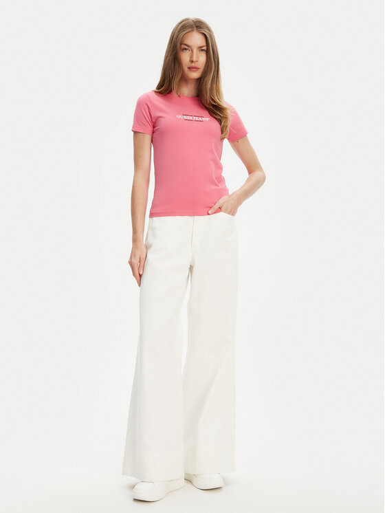 Guess Jeans Guess Jeans Футболка W4YI03 J1314 Рожевий Slim Fit