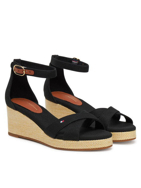 Tommy Hilfiger Espadrile Tommy Hilfiger Flag Criss-Cros Mid Wedge Espad FW0FW08481 Črna