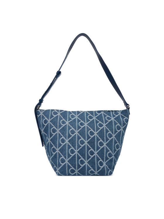 Calvin Klein Ročna torba Calvin Klein Emblem Aop Denim Bucket LV04F3432G Modra