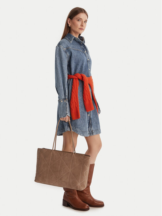 Calvin Klein Bolso Calvin Klein Emblem Aop Embossed Suede Tote LV04F3334G Beis