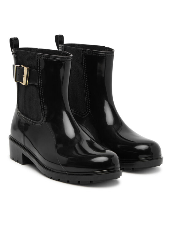 Tommy Hilfiger Cizme de cauciuc Tommy Hilfiger Th Buckle Glossy Ankle Rain Boot FW0FW09543 Negru