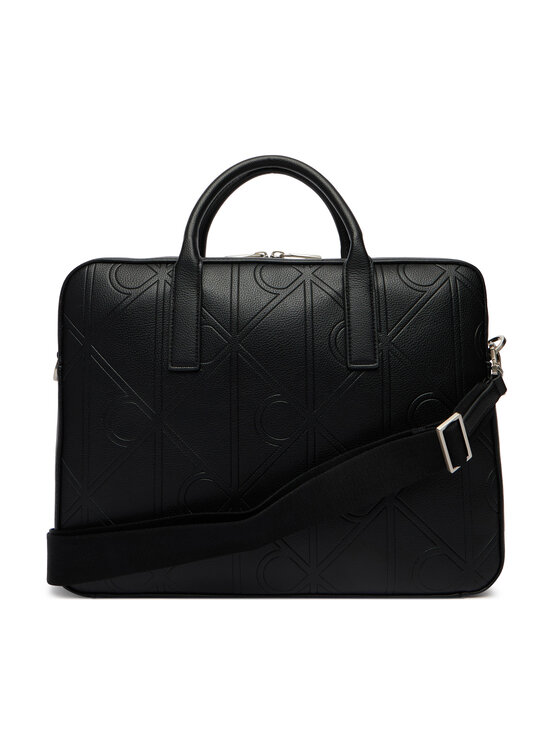 Calvin Klein Torba za prenosnik Calvin Klein Emblem Aop Emboss Commuter LV04D3329G Črna