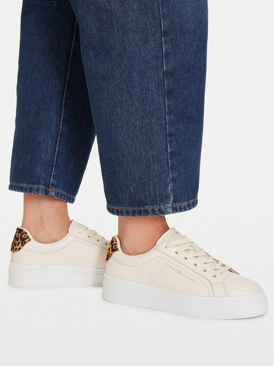 Tommy Hilfiger Сникърси Tommy Hilfiger Th Feminine Platform Cheetah FW0FW09693 Светлобежов
