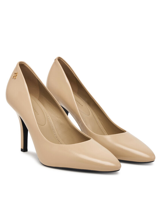 Tommy Hilfiger Tacón de aguja Tommy Hilfiger High Heel Court Leather Shoe FW0FW09527 Beis