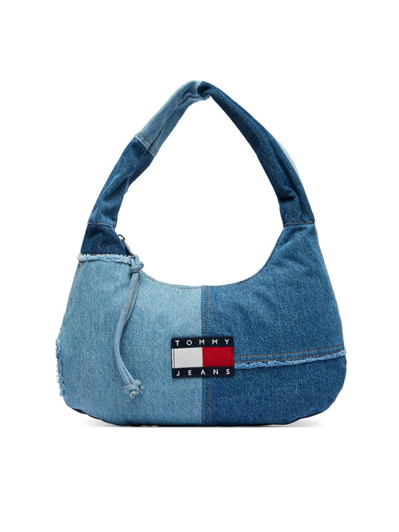Tommy Jeans Geantă Tommy Jeans Tjw Denim Patchwork Shoulder Bag AW0AW18471 Albastru