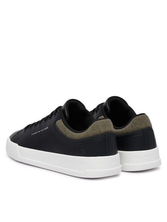 Tommy Hilfiger Sneakersy Tommy Hilfiger Th Court Core Lth Mix Collar FM0FM05970 Černá