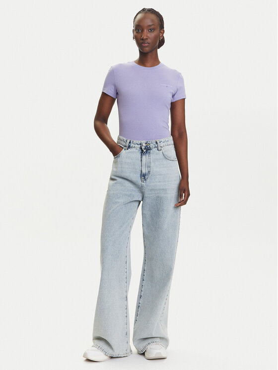 Tommy Jeans Tommy Jeans Marškinėliai Linear DW0DW21164 Violetinė Slim Fit