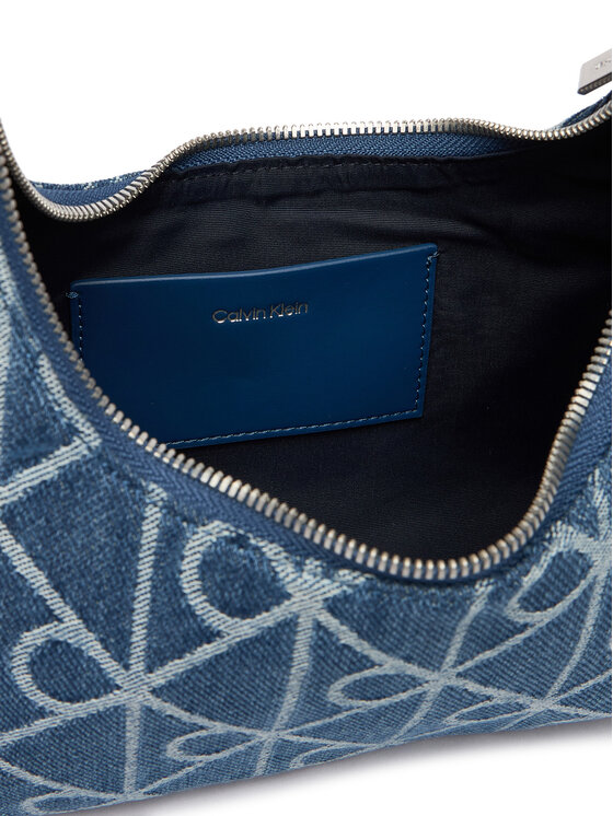 Calvin Klein Ročna torba Calvin Klein Emblem Aop Denim Shoulder Bag LV04F3431G Modra
