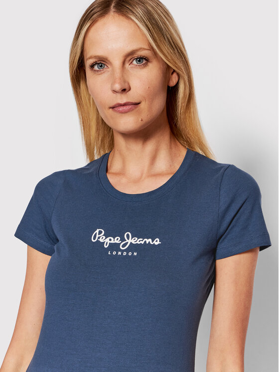 Pepe Jeans Pepe Jeans Футболка New Virgina PL505202 Cиній Slim Fit
