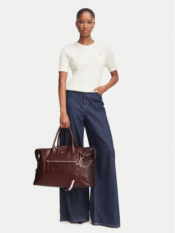Tommy Hilfiger Torba weekendowa Tommy Hilfiger Th Casual Leather Duffle AM0AM14745 Brązowy