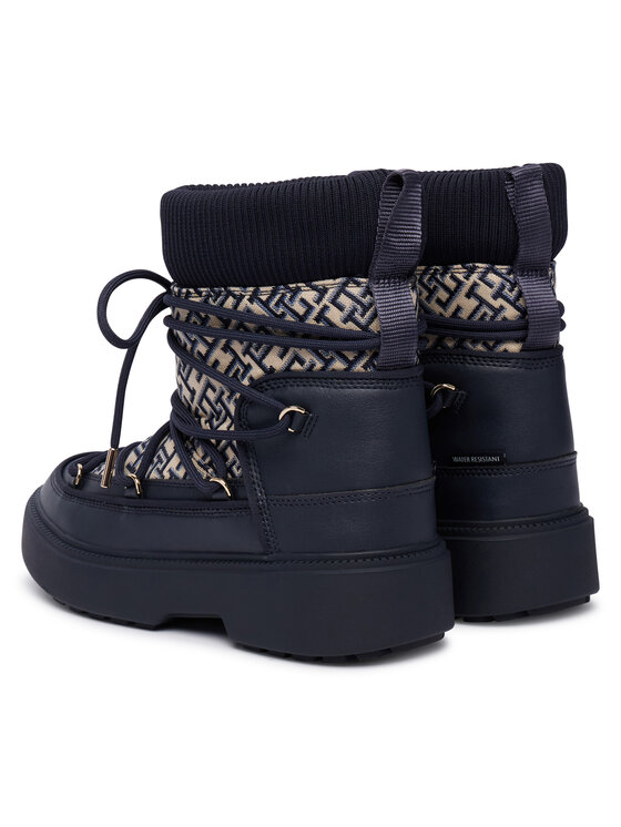 Tommy Hilfiger Śniegowce Tommy Hilfiger Monogram Water Resist Snow Boot FW0FW09491 Granatowy