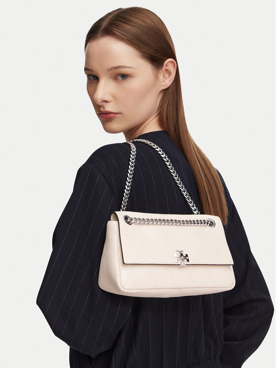 Tory Burch Torbica Tory Burch Charlie Quilted 185829 Krem