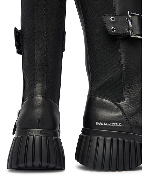 KARL LAGERFELD Kozačky KARL LAGERFELD Kreeper Wedge KL44490 Černá