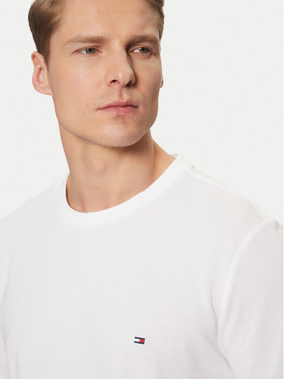 Tommy Hilfiger Tommy Hilfiger Marškinėliai Global Stripe MW0MW38078 Balta Regular Fit