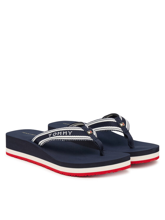 Tommy Hilfiger Šlepetės per pirštą Tommy Hilfiger Flag Print FW0FW09195 Tamsiai mėlyna