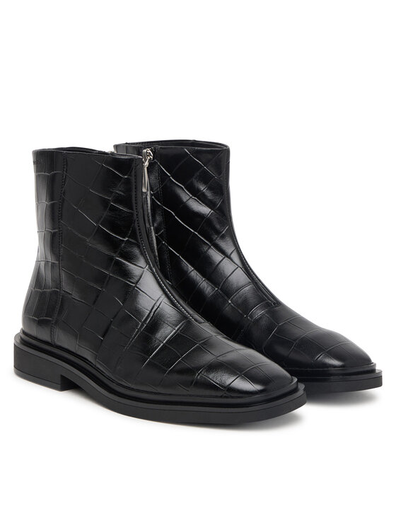 Calvin Klein Botki Calvin Klein Square Ankle Boot Zip Croc Lth HW0HW03185 Czarny