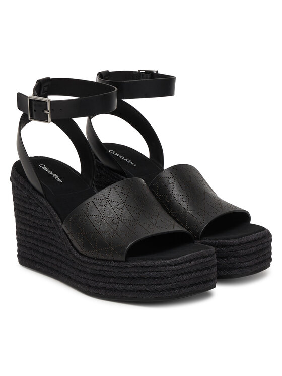 Calvin Klein Espadrile Calvin Klein Wedge Espad 70 Aop Lth HW0HW03138 Crna