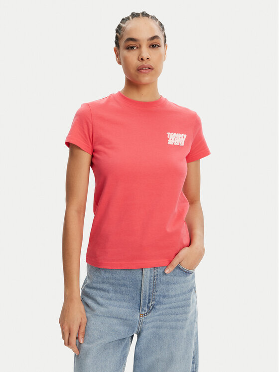 Tommy Jeans Tommy Jeans Majica Bubble DW0DW21338 Roza Regular Fit