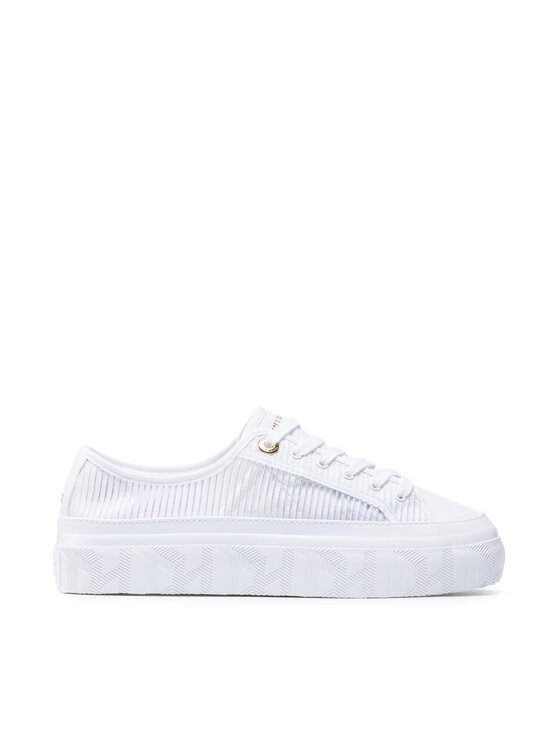 Tommy Hilfiger Tenisówki Tommy Hilfiger Glitter Transparent Vulc Sneaker FW0FW05538 Biały