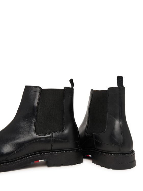Tommy Hilfiger Sztyblety Tommy Hilfiger Corporate Casual Lth Chelsea FM0FM05966 Czarny