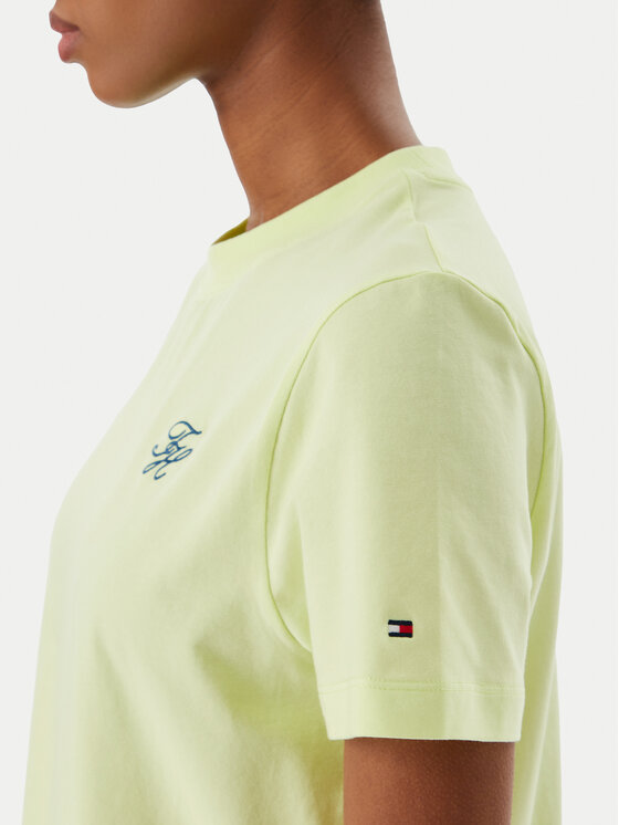 Tommy Hilfiger Tommy Hilfiger Camiseta Logo Embroidery WW0WW48699 Amarillo claro Regular Fit