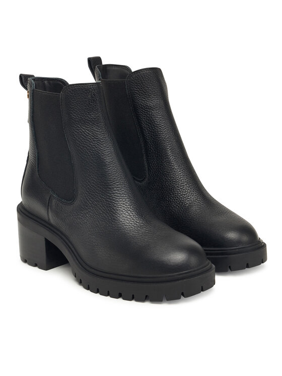 Tommy Hilfiger Боти Tommy Hilfiger Th Leather Chelsea Cleated Heel FW0FW08774 Черен