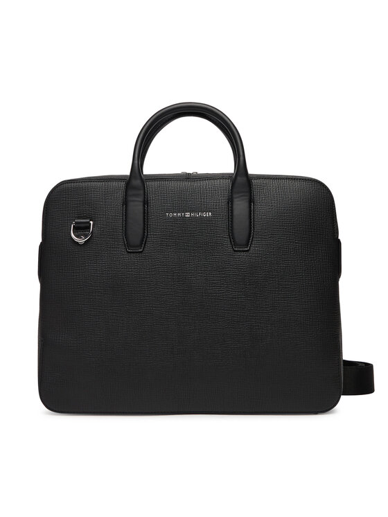 Tommy Hilfiger Torba za prenosnik Tommy Hilfiger Th Business Leather Computer Bag AM0AM13642 Črna