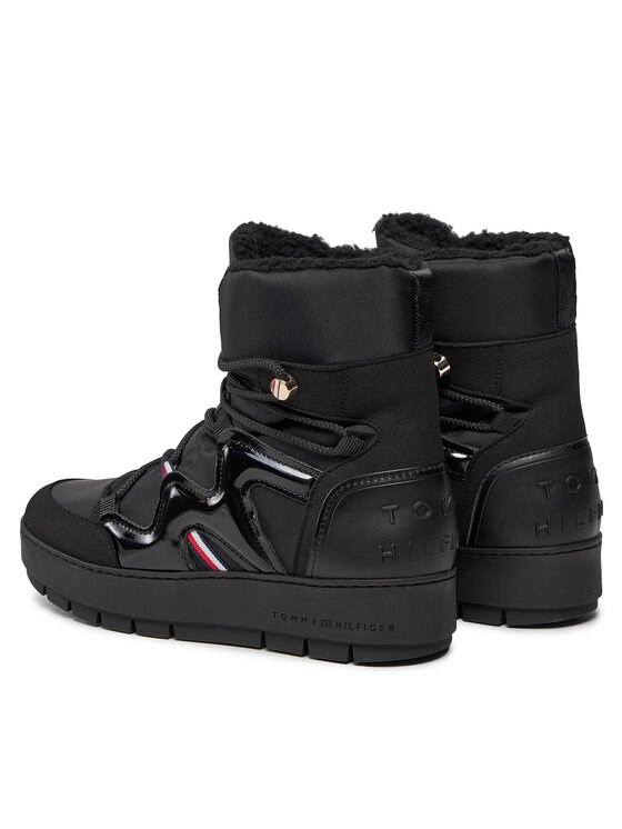 Tommy Hilfiger Snehule Tommy Hilfiger Patent Snowboot FW0FW07852 Čierna