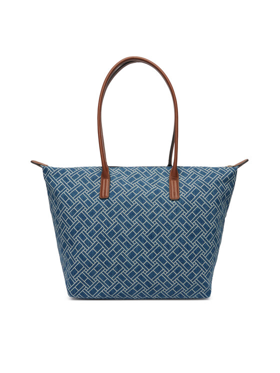 Tommy Hilfiger Geantă Tommy Hilfiger Popette Tote Denim Flag AW0AW18613 Albastru
