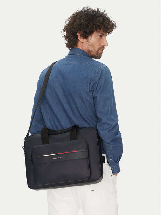 Tommy Hilfiger Τσάντα για laptop Tommy Hilfiger Th Foundation Computer Bag AM0AM13198 Σκούρο μπλε