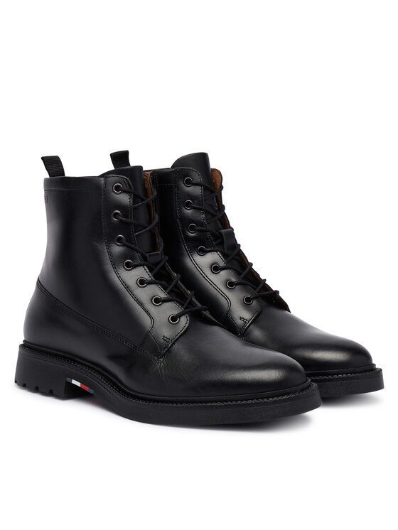 Tommy Hilfiger Μποτίνια Tommy Hilfiger Corporate Casual Lth Boot FM0FM06174 Μαύρο