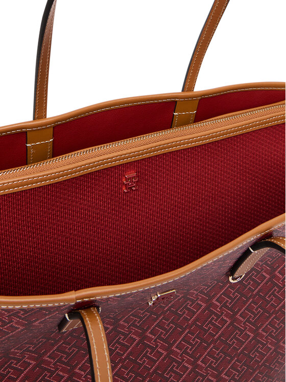 Tommy Hilfiger Borsetta Tommy Hilfiger Th Monoplay Tote Le AW0AW17416 Rosso scuro