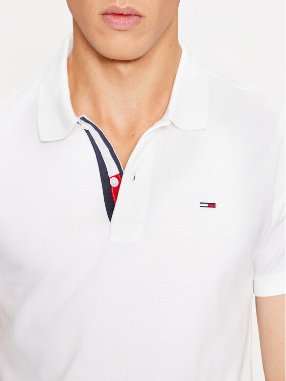 Tommy Jeans Tommy Jeans Polo marškinėliai Placket DM0DM15370 Balta Slim Fit